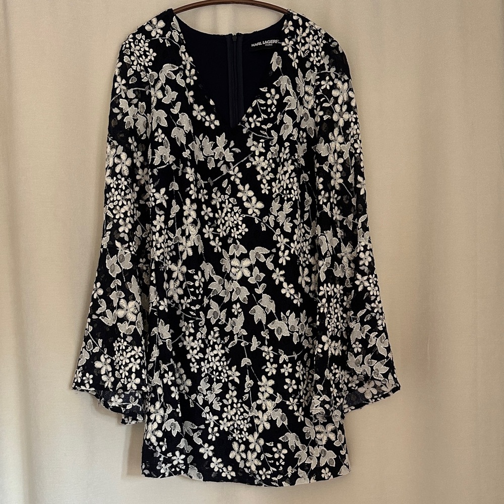 Karl Lagerfeld Navy and Cream Lace Dress